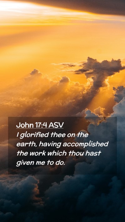 Picture 02 - John 17:4 ASV Mobile Phone Wallpaper - I glorified thee on the earth, having - Mobile Bible Verse Wallpaper