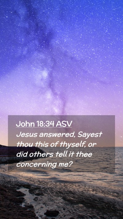 Picture 02 - John 18:34 ASV Mobile Phone Wallpaper - Jesus answered, Sayest thou this of thyself, or - Mobile Bible Verse Wallpaper