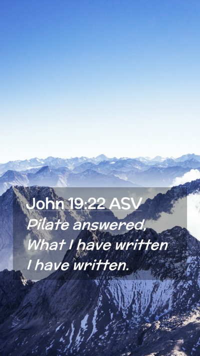 Picture 02 - John 19:22 ASV Mobile Phone Wallpaper - Pilate answered, What I have written I have - Mobile Bible Verse Wallpaper
