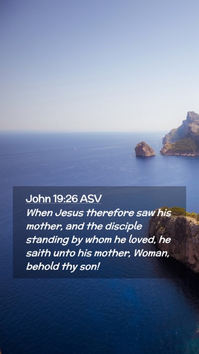 Picture 02 - John 19:26 ASV Mobile Phone Wallpaper - When Jesus therefore saw his mother, and the - Mobile Bible Verse Wallpaper