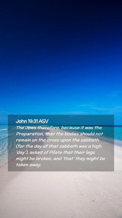 Picture 02 - John 19:31 ASV Mobile Phone Wallpaper - The Jews therefore, because it was the - Mobile Bible Verse Wallpaper