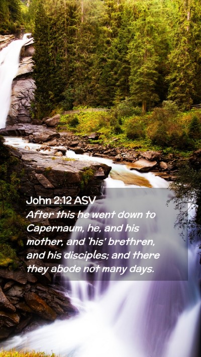 Picture 02 - John 2:12 ASV Mobile Phone Wallpaper - After this he went down to Capernaum, he, and his - Mobile Bible Verse Wallpaper