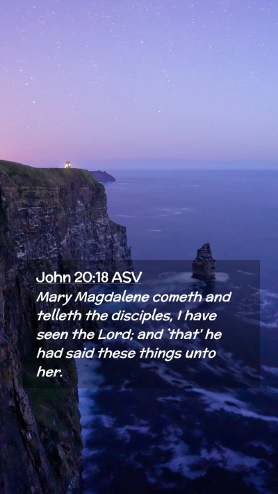 Picture 02 - John 20:18 ASV Mobile Phone Wallpaper - Mary Magdalene cometh and telleth the disciples, - Mobile Bible Verse Wallpaper