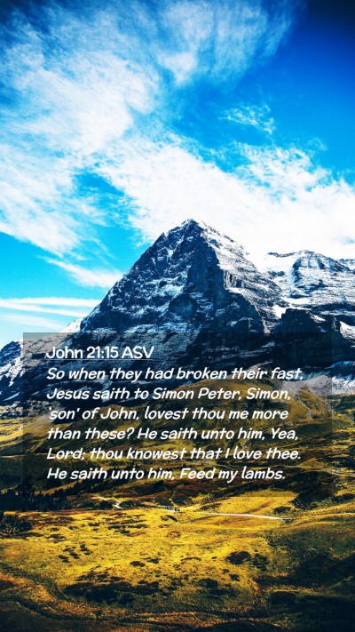 Picture 02 - John 21:15 ASV Mobile Phone Wallpaper - So when they had broken their fast, Jesus saith - Mobile Bible Verse Wallpaper