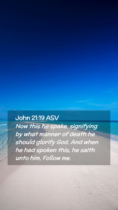 Picture 02 - John 21:19 ASV Mobile Phone Wallpaper - Now this he spake, signifying by what manner of - Mobile Bible Verse Wallpaper