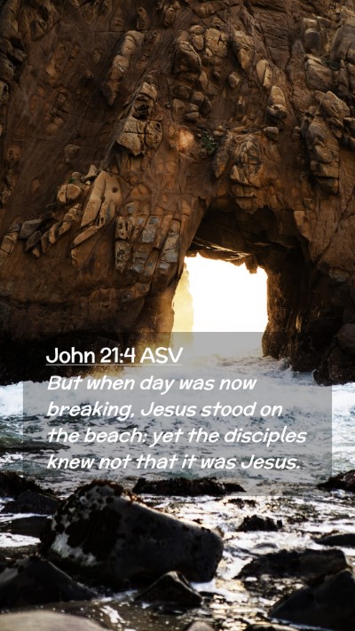 Picture 02 - John 21:4 ASV Mobile Phone Wallpaper - But when day was now breaking, Jesus stood on the - Mobile Bible Verse Wallpaper