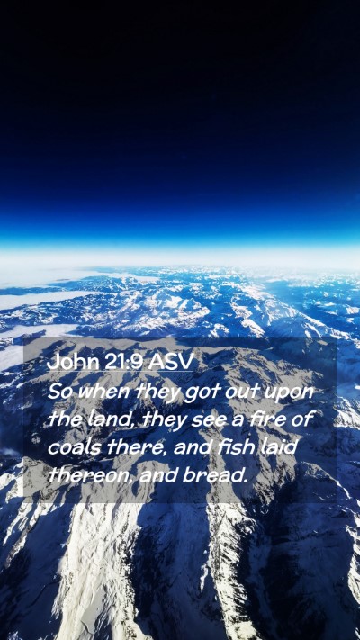 Picture 02 - John 21:9 ASV Mobile Phone Wallpaper - So when they got out upon the land, they see a - Mobile Bible Verse Wallpaper