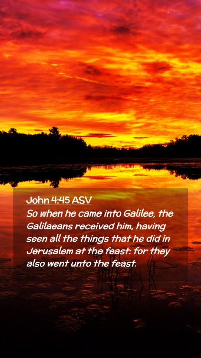 Picture 02 - John 4:45 ASV Mobile Phone Wallpaper - So when he came into Galilee, the Galilaeans - Mobile Bible Verse Wallpaper