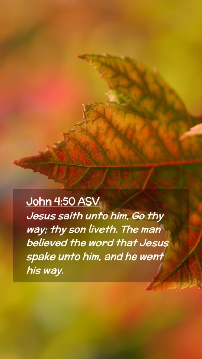 Picture 02 - John 4:50 ASV Mobile Phone Wallpaper - Jesus saith unto him, Go thy way; thy son liveth. - Mobile Bible Verse Wallpaper