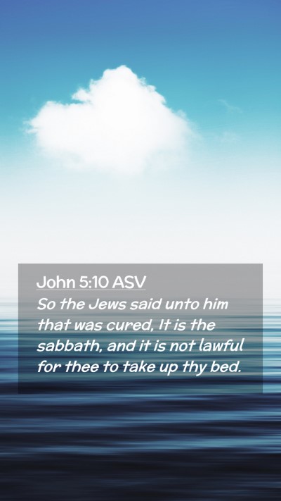 Picture 02 - John 5:10 ASV Mobile Phone Wallpaper - So the Jews said unto him that was cured, It is - Mobile Bible Verse Wallpaper