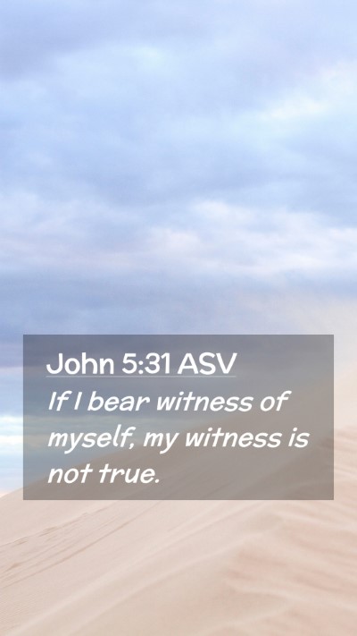 Picture 02 - John 5:31 ASV Mobile Phone Wallpaper - If I bear witness of myself, my witness is not - Mobile Bible Verse Wallpaper