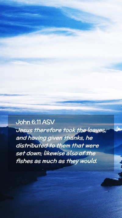 Picture 02 - John 6:11 ASV Mobile Phone Wallpaper - Jesus therefore took the loaves; and having given - Mobile Bible Verse Wallpaper