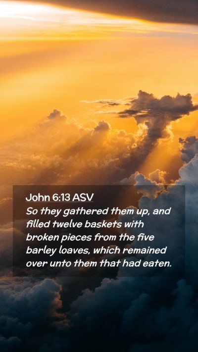 Picture 02 - John 6:13 ASV Mobile Phone Wallpaper - So they gathered them up, and filled twelve - Mobile Bible Verse Wallpaper