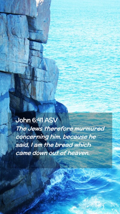 Picture 02 - John 6:41 ASV Mobile Phone Wallpaper - The Jews therefore murmured concerning him, - Mobile Bible Verse Wallpaper