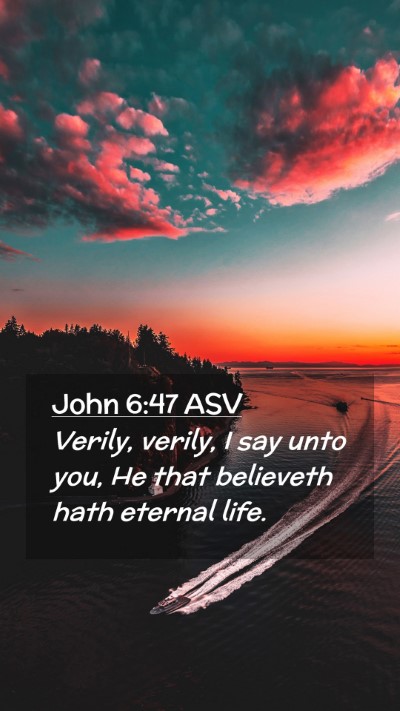 Picture 02 - John 6:47 ASV Mobile Phone Wallpaper - Verily, verily, I say unto you, He that believeth - Mobile Bible Verse Wallpaper