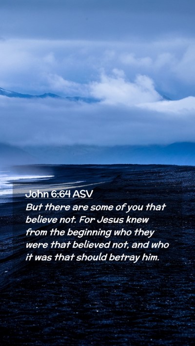 Picture 02 - John 6:64 ASV Mobile Phone Wallpaper - But there are some of you that believe not. For - Mobile Bible Verse Wallpaper