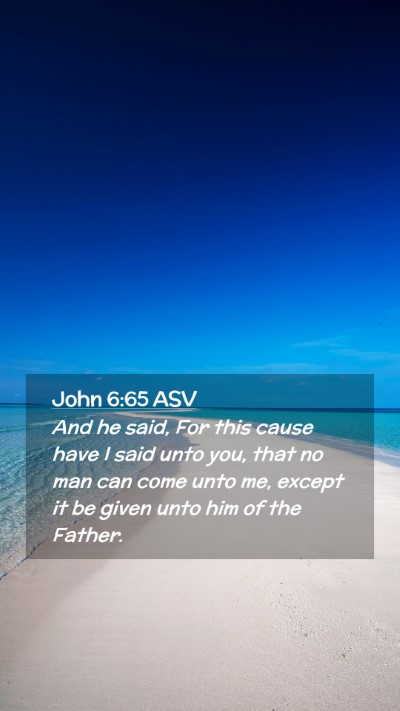 Picture 02 - John 6:65 ASV Mobile Phone Wallpaper - And he said, For this cause have I said unto you, - Mobile Bible Verse Wallpaper