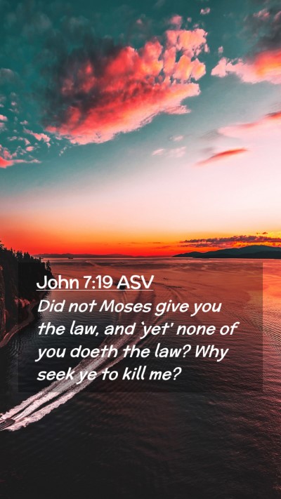 Picture 02 - John 7:19 ASV Mobile Phone Wallpaper - Did not Moses give you the law, and `yet' none of - Mobile Bible Verse Wallpaper
