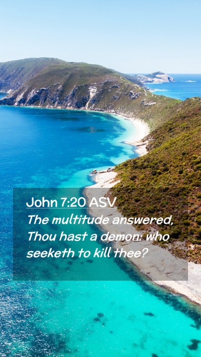 Picture 02 - John 7:20 ASV Mobile Phone Wallpaper - The multitude answered, Thou hast a demon: who - Mobile Bible Verse Wallpaper