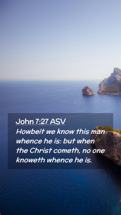 Picture 02 - John 7:27 ASV Mobile Phone Wallpaper - Howbeit we know this man whence he is: but when - Mobile Bible Verse Wallpaper