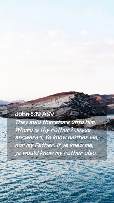 Picture 02 - John 8:19 ASV Mobile Phone Wallpaper - They said therefore unto him, Where is thy - Mobile Bible Verse Wallpaper