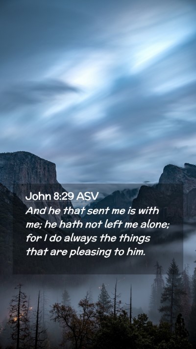 Picture 02 - John 8:29 ASV Mobile Phone Wallpaper - And he that sent me is with me; he hath not left - Mobile Bible Verse Wallpaper