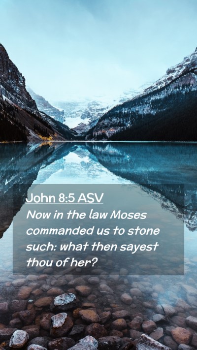 Picture 02 - John 8:5 ASV Mobile Phone Wallpaper - Now in the law Moses commanded us to stone such: - Mobile Bible Verse Wallpaper