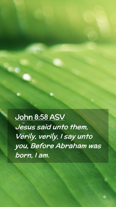 Picture 02 - John 8:58 ASV Mobile Phone Wallpaper - Jesus said unto them, Verily, verily, I say unto - Mobile Bible Verse Wallpaper