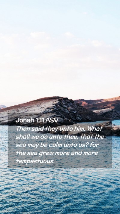 Picture 02 - Jonah 1:11 ASV Mobile Phone Wallpaper - Then said they unto him, What shall we do unto - Mobile Bible Verse Wallpaper
