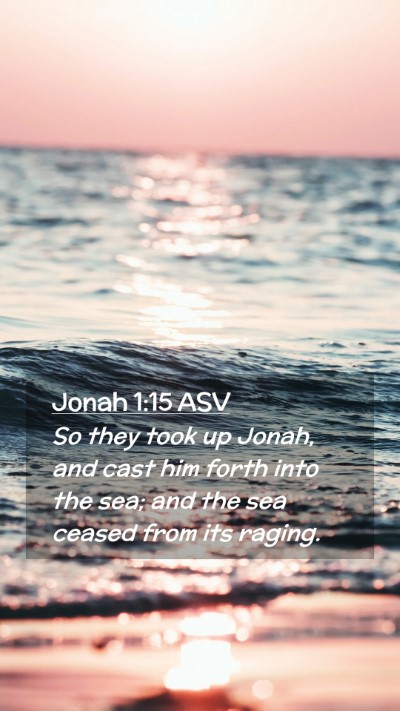 Picture 02 - Jonah 1:15 ASV Mobile Phone Wallpaper - So they took up Jonah, and cast him forth into - Mobile Bible Verse Wallpaper