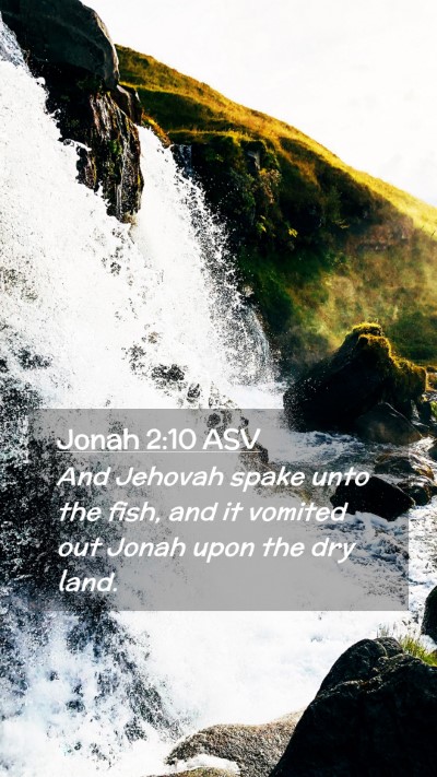 Picture 02 - Jonah 2:10 ASV Mobile Phone Wallpaper - And Jehovah spake unto the fish, and it vomited - Mobile Bible Verse Wallpaper