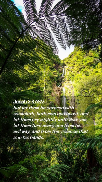 Picture 02 - Jonah 3:8 ASV Mobile Phone Wallpaper - but let them be covered with sackcloth, both man - Mobile Bible Verse Wallpaper