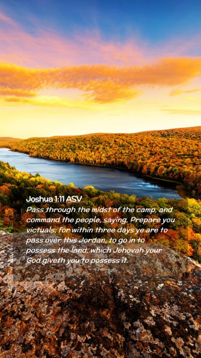 Picture 02 - Joshua 1:11 ASV Mobile Phone Wallpaper - Pass through the midst of the camp, and command - Mobile Bible Verse Wallpaper