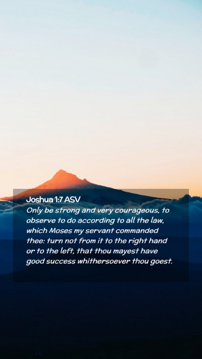 Picture 02 - Joshua 1:7 ASV Mobile Phone Wallpaper - Only be strong and very courageous, to observe to - Mobile Bible Verse Wallpaper