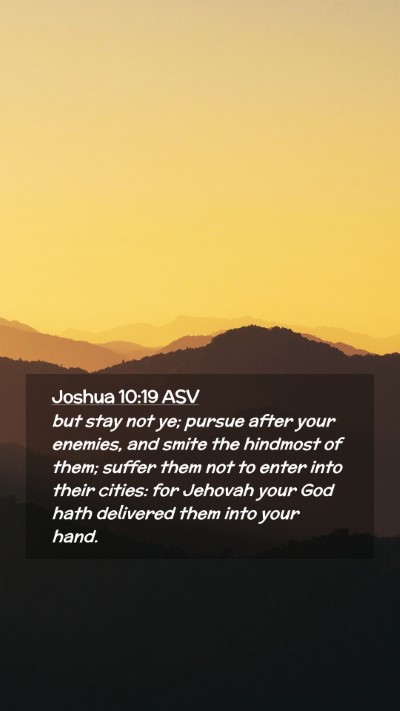 Picture 02 - Joshua 10:19 ASV Mobile Phone Wallpaper - but stay not ye; pursue after your enemies, and - Mobile Bible Verse Wallpaper