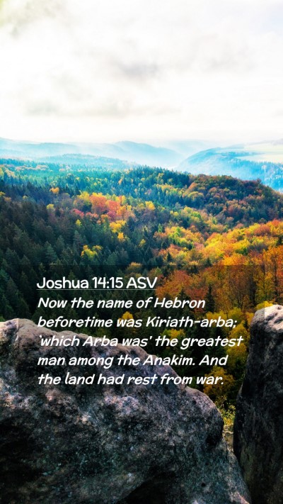 Picture 02 - Joshua 14:15 ASV Mobile Phone Wallpaper - Now the name of Hebron beforetime was - Mobile Bible Verse Wallpaper