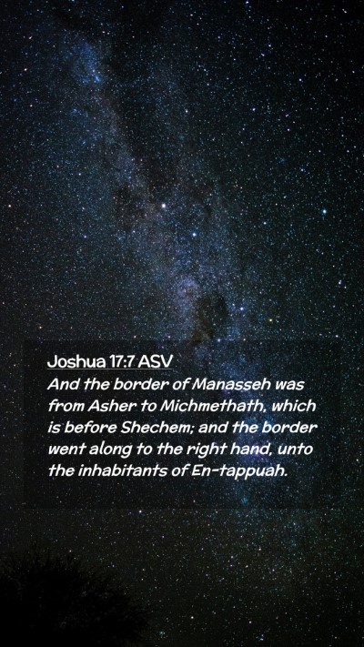 Picture 02 - Joshua 17:7 ASV Mobile Phone Wallpaper - And the border of Manasseh was from Asher to - Mobile Bible Verse Wallpaper