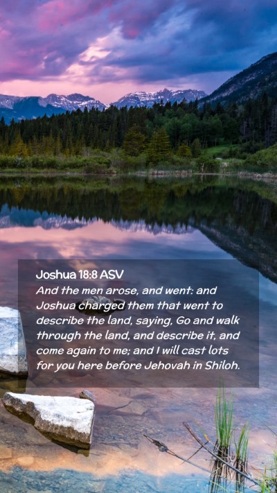 Picture 02 - Joshua 18:8 ASV Mobile Phone Wallpaper - And the men arose, and went: and Joshua charged - Mobile Bible Verse Wallpaper