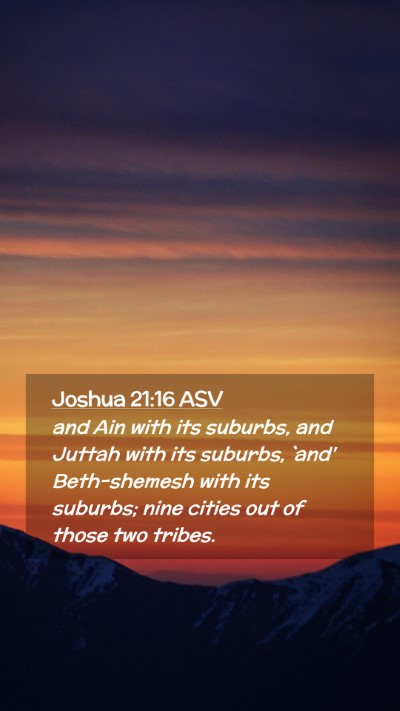 Picture 02 - Joshua 21:16 ASV Mobile Phone Wallpaper - and Ain with its suburbs, and Juttah with its - Mobile Bible Verse Wallpaper