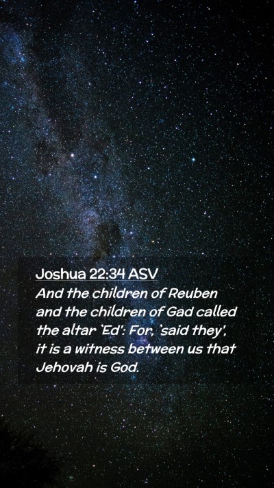 Picture 02 - Joshua 22:34 ASV Mobile Phone Wallpaper - And the children of Reuben and the children of - Mobile Bible Verse Wallpaper
