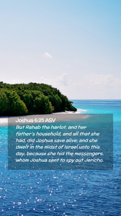 Picture 02 - Joshua 6:25 ASV Mobile Phone Wallpaper - But Rahab the harlot, and her father's household, - Mobile Bible Verse Wallpaper