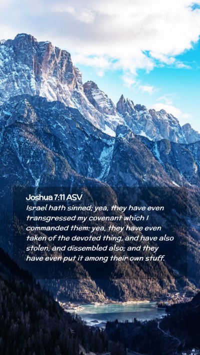 Picture 02 - Joshua 7:11 ASV Mobile Phone Wallpaper - Israel hath sinned; yea, they have even - Mobile Bible Verse Wallpaper