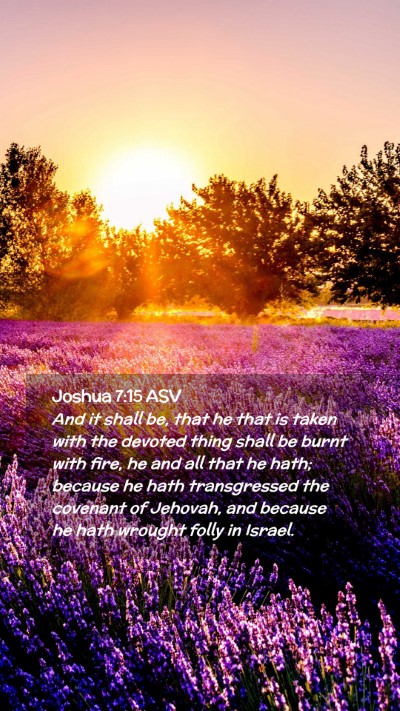 Picture 02 - Joshua 7:15 ASV Mobile Phone Wallpaper - And it shall be, that he that is taken with the - Mobile Bible Verse Wallpaper