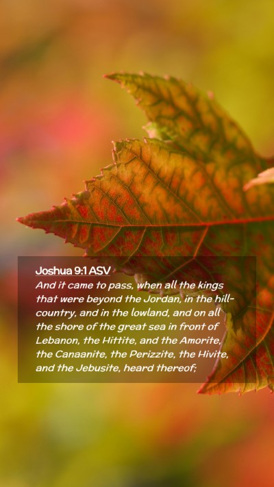 Picture 02 - Joshua 9:1 ASV Mobile Phone Wallpaper - And it came to pass, when all the kings that were - Mobile Bible Verse Wallpaper