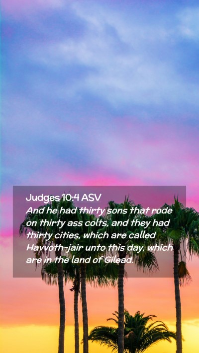 Picture 02 - Judges 10:4 ASV Mobile Phone Wallpaper - And he had thirty sons that rode on thirty ass - Mobile Bible Verse Wallpaper
