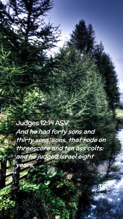 Picture 02 - Judges 12:14 ASV Mobile Phone Wallpaper - And he had forty sons and thirty sons' sons, that - Mobile Bible Verse Wallpaper