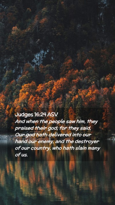 Picture 02 - Judges 16:24 ASV Mobile Phone Wallpaper - And when the people saw him, they praised their - Mobile Bible Verse Wallpaper