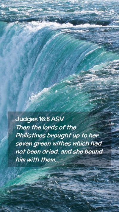 Picture 02 - Judges 16:8 ASV Mobile Phone Wallpaper - Then the lords of the Philistines brought up to - Mobile Bible Verse Wallpaper