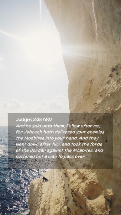 Picture 02 - Judges 3:28 ASV Mobile Phone Wallpaper - And he said unto them, Follow after me; for - Mobile Bible Verse Wallpaper