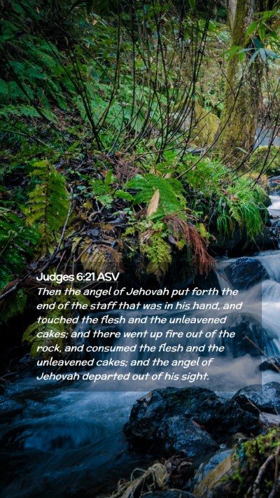 Picture 02 - Judges 6:21 ASV Mobile Phone Wallpaper - Then the angel of Jehovah put forth the end of - Mobile Bible Verse Wallpaper